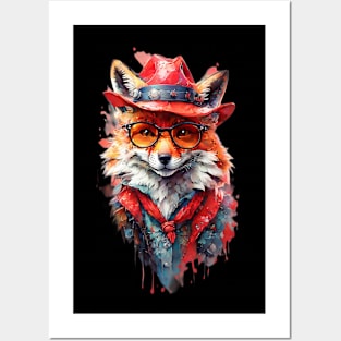 Handsome Fox with Cowboy Hat Posters and Art